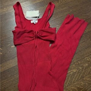 Meshki red knitted bodycon dress